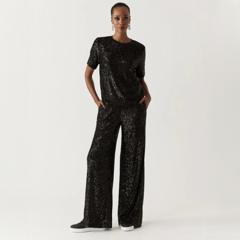 Marks and Spencer Sequin Elasticated Waist Wide Leg Trousers - Sold Out On-line